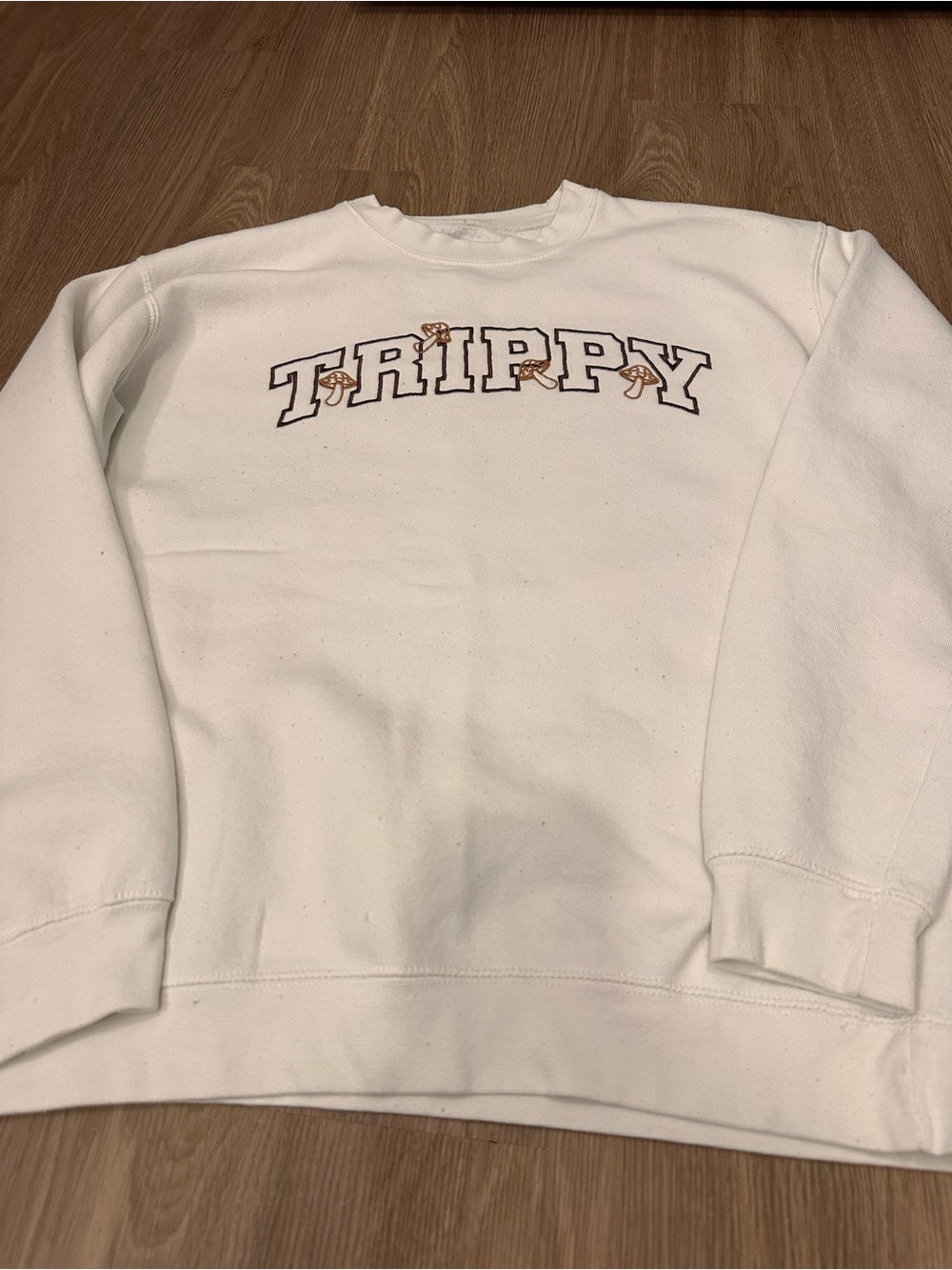 Trippy White Crewneck with Brown Accents